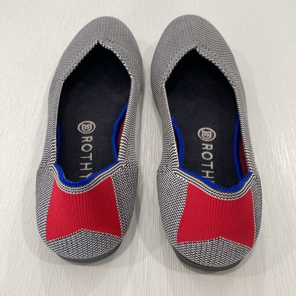 Rothy’s shale cherry red ribbon stripe ballet flats size 9 - Picture 5 of 14